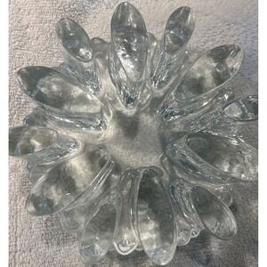 Vintage Glass Art Heavy Trivet Teapot Warmer Candle Chunky Sculpture Ice